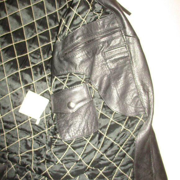 Nickelson Vintage 1990s Fringe Motocycle Biker Insolater Leather Jacket Size M - Picture 4 of 6
